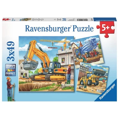 Ravensburger 09226 - Munkagépek az építkezésen - 3 x 49 db-os puzzle