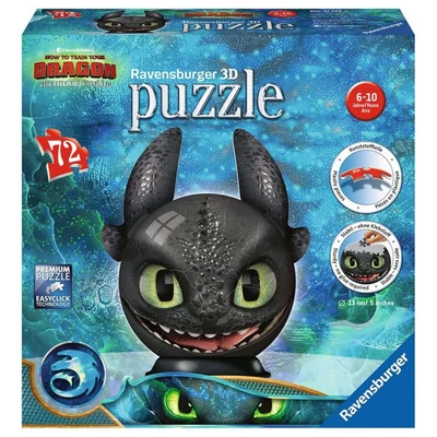 Ravensburger 11145 - Így neveld a sárkányodat 3 - Fogatlan - 72 db-os 3D gömb puzzle
