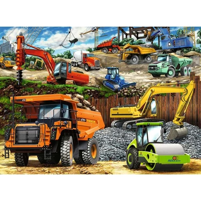 Ravensburger 12973 - Járművek az építkezésen - 100 db-os XXL puzzle