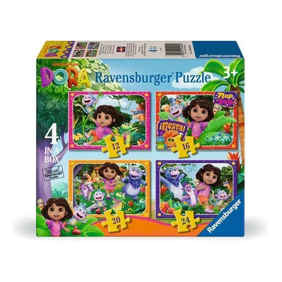 Ravensburger 12004204 - Dóra a felfedező - 4 az 1-ben puzzle (12,16,20,24 db-os) puzzle