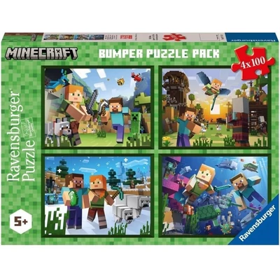 Ravensburger 05716 - Minecraft - 4 x 100 db-os puzzle
