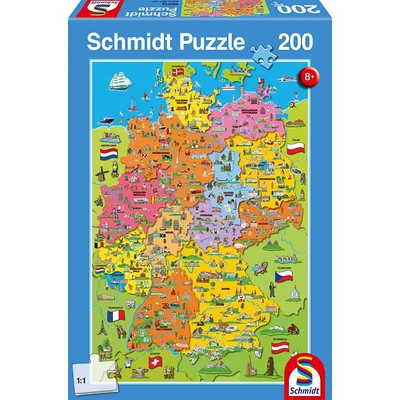 Schmidt 56312 - Cartoon Map of Germany - 200 db-os puzzle