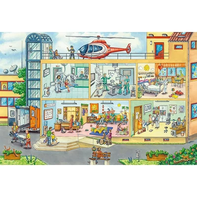 Schmidt 56374 - At the childrens hospital - 40 db-os puzzle játék sztetoszkóppal