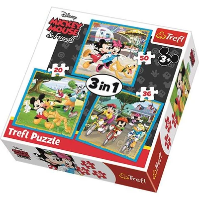 Trefl 34846 - Mickey Mouse és barátai - 3 az 1-ben (20, 36, 50 db-os) puzzle