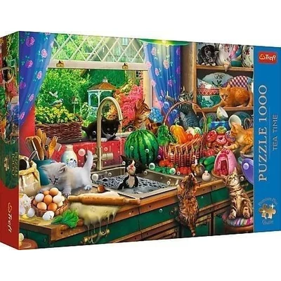 Trefl 10839 - Tea Time - Bajkeverő cicák - 1000 db-os Premium Plus puzzle