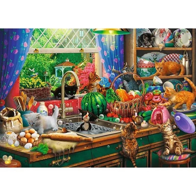 Trefl 10839 - Tea Time - Bajkeverő cicák - 1000 db-os Premium Plus puzzle