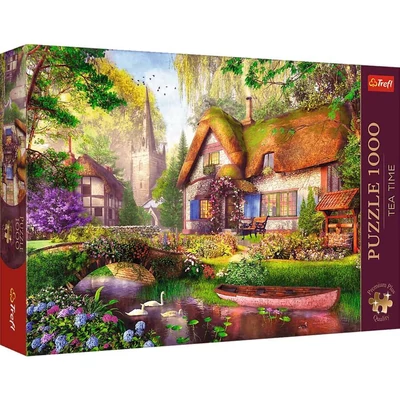 Trefl 10804 - Tea Time - Egy szép faház az erdőben - 1000-db-os Premium Plus puzzle