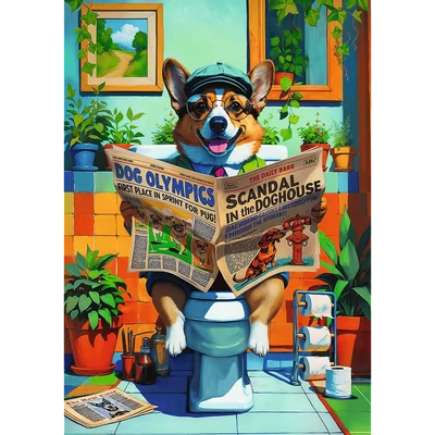Trefl 12140 - Corgi a fürdőszobában - 1000 db-os Premium Plus puzzle