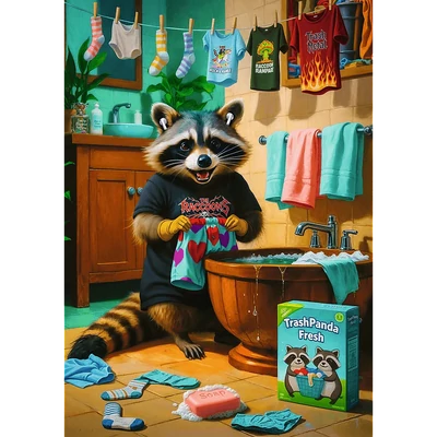 Trefl 12139 - Mosás nap, Mosómedve - 1000 db-os Premium Plus puzzle