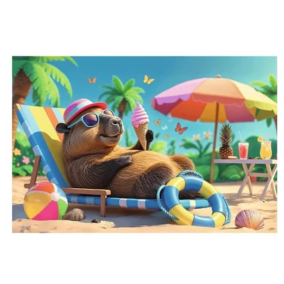 Trefl 16537 - Pihenés kapibara stílusban - 100 db-os puzzle