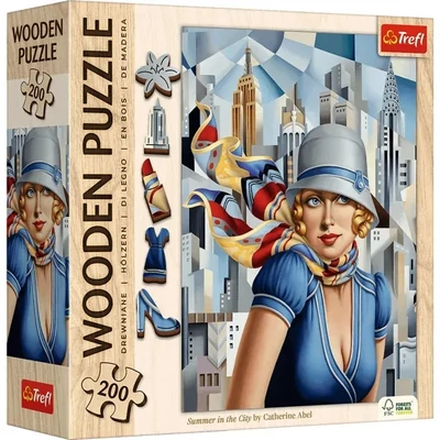 Trefl 20251 - Catherine Abel - Summer in the City - 200 db-os Wooden Contour Fa Puzzle