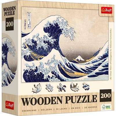 Trefl 20250 - Hokusai - The Great Wave off Kanagawa - 200 db-os Wooden Contour Fa Puzzle