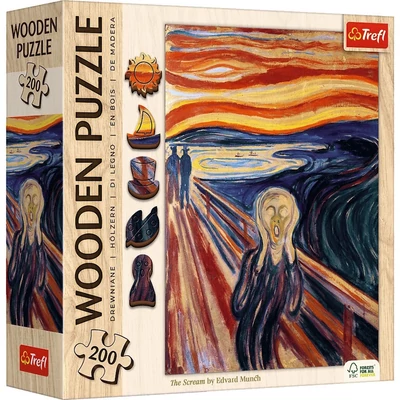 Trefl 20252 - Munch - A sikoly - 200 db-os Wooden Contour Fa Puzzle