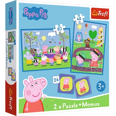 Trefl 93331 - Peppa malac - 2 az 1-ben puzzle és memóriajáték