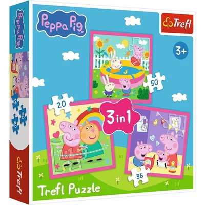 Trefl 34873 - Peppa malac - 3 az 1-ben (20, 36, 50 db-os) puzzle