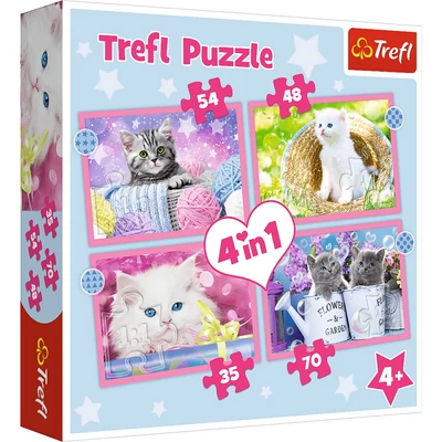 Trefl 34396 - Cuki cicák - 4 az 1-ben puzzle (35,48,54,70 db-os)
