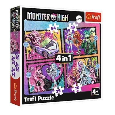 Trefl 34655 - Monster High - An electrifying day - 4 az 1-ben puzzle (35,48,54,70 db-os)