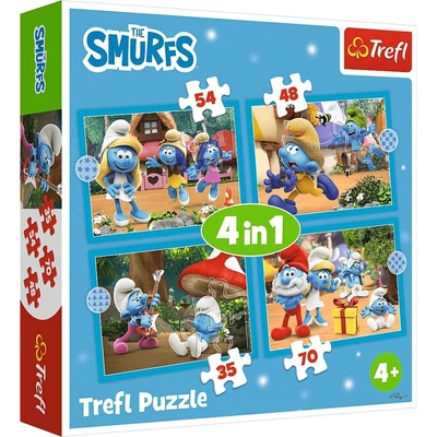 Trefl 34656 - Hupikék törpikék - 4 az 1-ben puzzle (35,48,54,70 db-os)