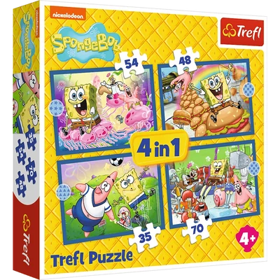 Trefl 34674 - Spongyabob - 4 az 1-ben puzzle (35,48,54,70 db-os)