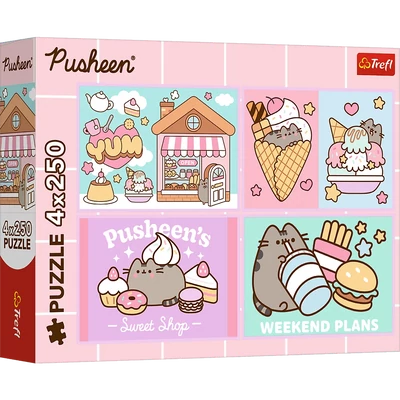 Trefl 13371 - Meet the Pusheen - 4 x 250 db-os puzzle