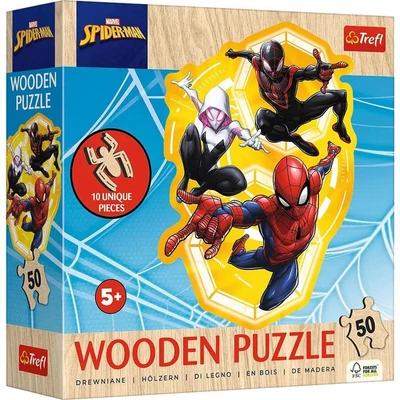 Trefl 20280 - Pókember - 50 db-os Wooden Contour Fa Puzzle