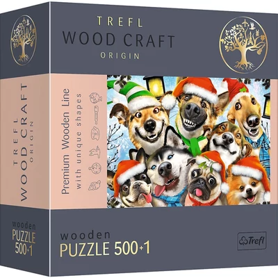 Trefl 20173 - Kutyák karácsonya - 501 db-os Wood Craft Prémium Fa Puzzle