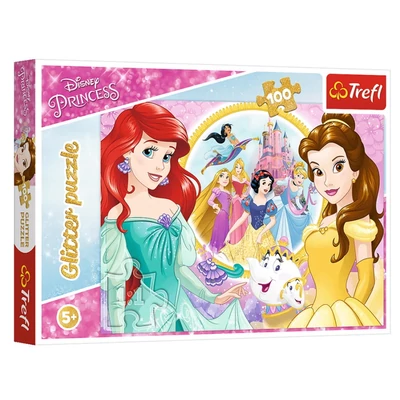 Trefl 14819 - Disney Princess- Belle és Ariel - 100 db-os Csillám puzzle