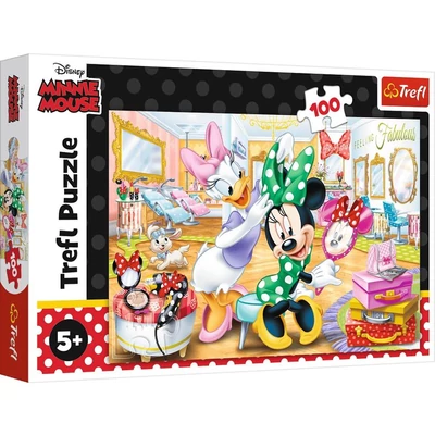 Trefl 16387 - Minnie a szépségszalonban - 100 db-os puzzle