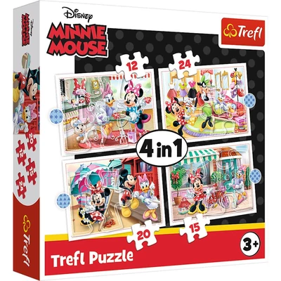 Trefl 34355 - Minnie Mouse és barátai - 4 az 1-ben (12, 15, 20, 24 db-os) puzzle