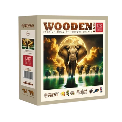 Wooden City 1010 db-os fa puzzle - Elefántok álmai (NB1010-0034-XL)