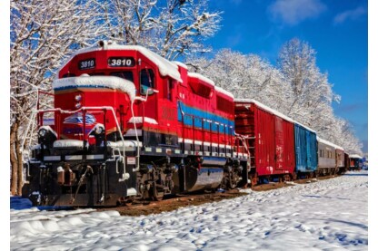 Bluebird puzzle 70282 - Red Train In The Snow - 1500 db-os puzzle