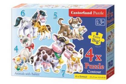 Castorland B-04218 - Sziluett puzzle - Állatok és kicsinyeik - 4,5,6,7 db-os puzzle