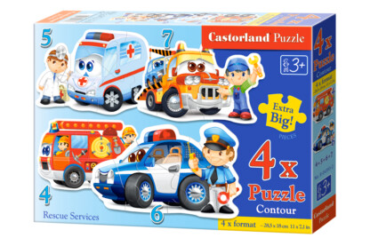 Castorland B-04393 - Sziluett puzzle - Mentő járművek - 4,5,6,7 db-os puzzle