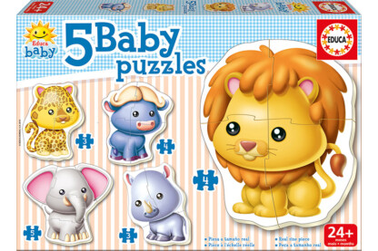 Educa 14197 -  Baby sziluett puzzle - Vadállatok - 3,4,5 db-os puzzle