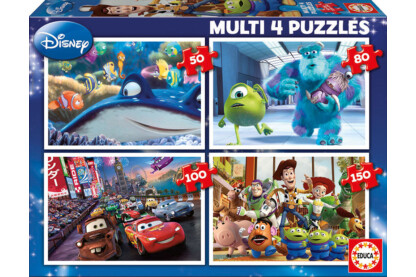 Educa 15615 - Disney Pixar mesehősök - 4 az 1-ben puzzle (50,80,100,150 db-os) puzzle