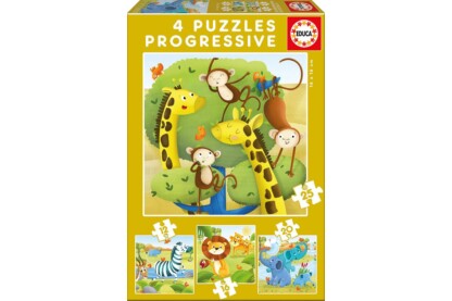 Educa 17147 - Vadállatok  - 4 az 1-ben puzzle (12,16,20,25 db-os) puzzle