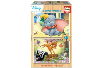 Educa 18079 - Dumbo, Bambi - 2 x 16 db-os fa puzzle