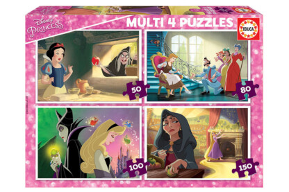 Educa 18626 - A Disney mesék gonoszai - 4 az 1-ben (50,80,100,150 db-os) puzzle