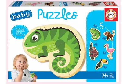 Educa 18587 - Baby sziluett puzzle - Trópusi állatok - 3,4,5 db-os puzzle