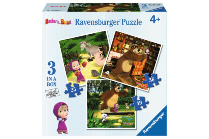 Ravensburger 07027 - Mása és a medve - 3 az 1-ben (25,36,49 db-os) puzzle