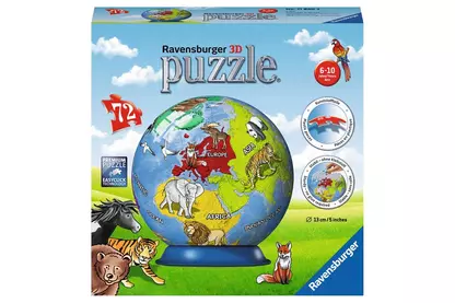 Ravensburger 11840 - Földgömb állatokkal - 72 db-os 3D gömb puzzle