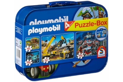 Schmidt 55599 - Playmobil Puzzle-Box - 2x60+2x100 db-os puzzle fém bőröndben