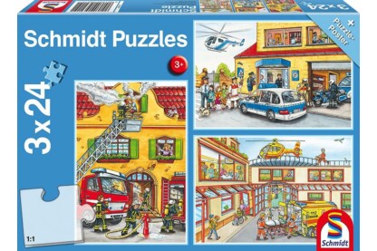 Schmidt 56215 - Fire Brigade and Police - 3 x 24 db-os puzzle