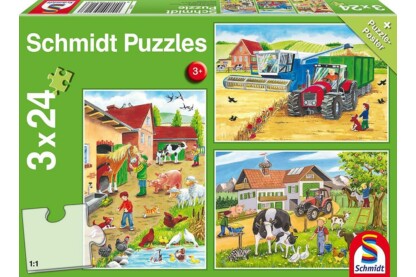Schmidt 56216 - On the Farm - 3 x 24 db-os puzzle