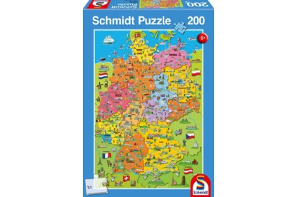 Schmidt 56312 - Cartoon Map of Germany - 200 db-os puzzle