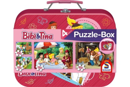 Schmidt 56509 - Bibi &amp; Tina Puzzle-Box - 2x100+2x150 db-os puzzle fém bőröndben