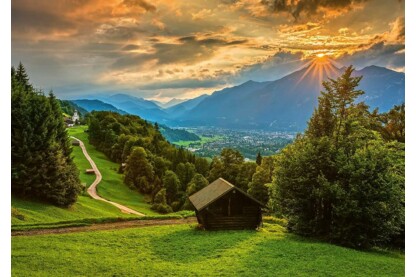 Schmidt 1500 db-os puzzle - Sunset over the mountain village of Wamberg (58970)