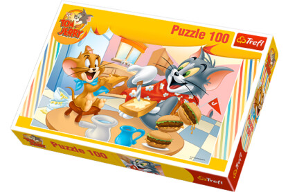 Trefl 16196 - Tom és Jerry - Ínycsiklandó reggeli - 100 db-os puzzle