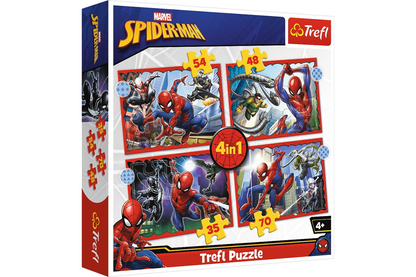 Trefl 34384 - A hős Pókember - 4 az 1-ben puzzle (35,48,54,70 db-os)