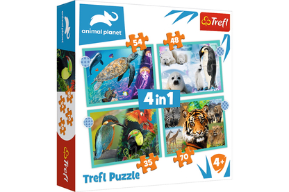 Trefl 34382 - Animal Planet - Az állatok titokzatos világa - 4 az 1-ben puzzle (35,48,54,70 db-os)